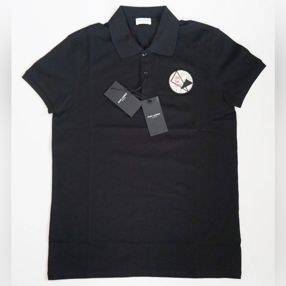 Saint Laurent / Never Say Never Glitter Patch Black Polo